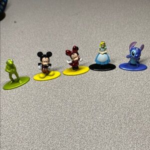 Set of Five Metallic Disney Characters - Stich, Kermit, Mickey, Minnie, Alice